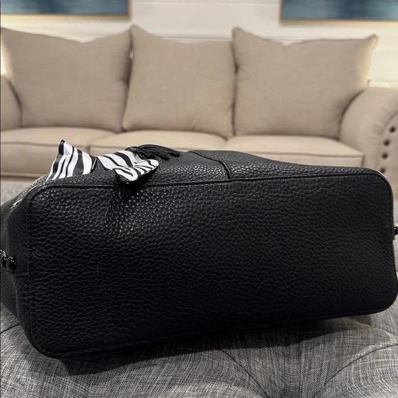 Rebecca Minkoff Black Studded Pebbled Leather Unlined Tote Wallet Set - Picture 14 of 17